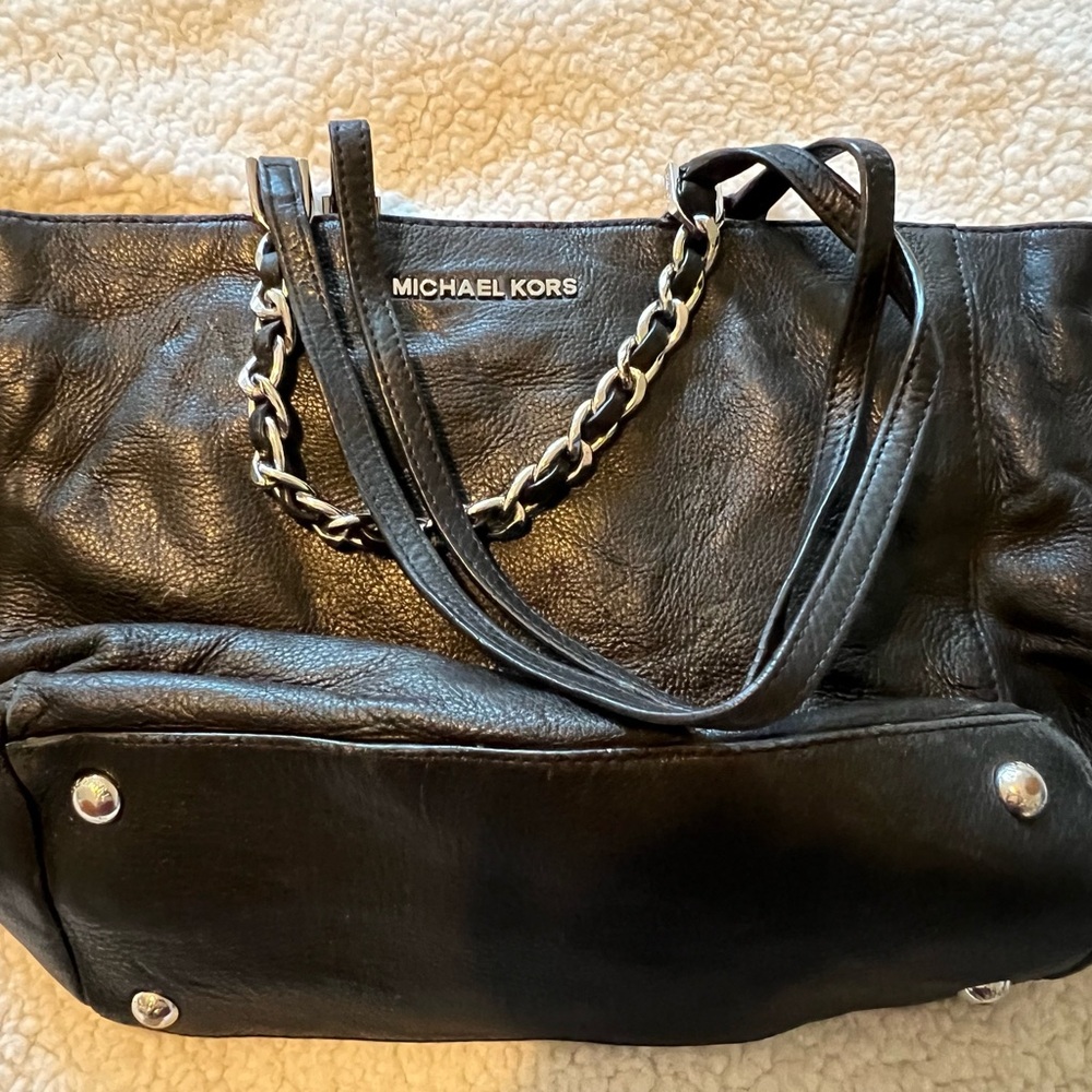 Michael Kors Black Shoulder Bag with Chain Detail